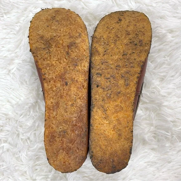 VTG 1970’s Sears Roebuck Brown Leather Thick Gum Sole Loafers w Fringe and Bow - Picture 13 of 15